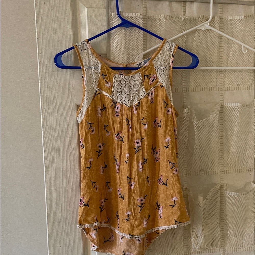 Jolt Mustard Floral Lace Tank Top
